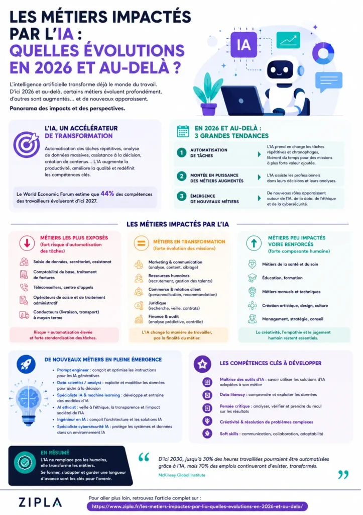 Infographie - Les métiers impactés par l’IA